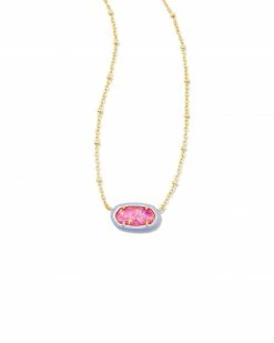Barbie™ X Kendra Scott Gold Elisa Satellite Reversible Necklace In Pink Iridescent Glitter Glass -Demi-Fine Jewelry Shop kendra scott barbie elisa satellite reversible necklace gold pink iridescent glitter glass 01 00