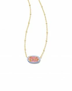 Barbie™ X Kendra Scott Gold Elisa Satellite Reversible Necklace In Pink Iridescent Glitter Glass