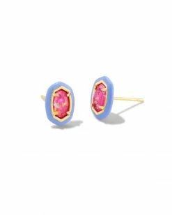Barbie™ X Kendra Scott Gold Emilie Stud Earrings In Pink Iridescent Glitter Glass