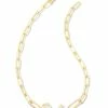 Barbie™ X Kendra Scott Gold Link And Chain Necklace In Pink Crystal