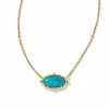 Kendra Scott Baroque Elisa Vintage Gold Pendant Necklace In Variegated Dark Teal Magnesite