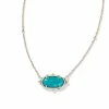 Kendra Scott Baroque Elisa Vintage Silver Pendant Necklace In Variegated Dark Teal Magnesite
