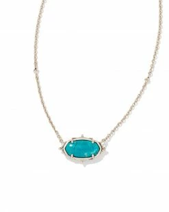 Kendra Scott Baroque Elisa Vintage Silver Pendant Necklace In Variegated Dark Teal Magnesite