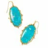Kendra Scott Baroque Ella Vintage Gold Drop Earrings In Variegated Dark Teal Magnesite