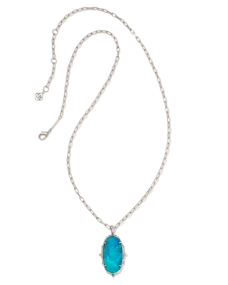 Kendra Scott Baroque Ella Vintage Silver Long Pendant Necklace In Variegated Dark Teal Magnesite 2 Kendra Scott Baroque Ella Vintage Silver Long Pendant Necklace In Variegated Dark Teal Magnesite - Image 2