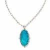 Kendra Scott Baroque Ella Vintage Silver Long Pendant Necklace In Variegated Dark Teal Magnesite
