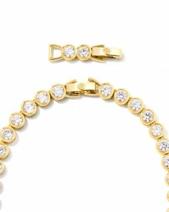 Kendra Scott Carmen Gold Tennis Necklace In White Crystal -Demi-Fine Jewelry Shop kendra scott blake tennis necklace gold white cz 01