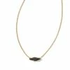 Kendra Scott Bridgete Gold Pendant Necklace In Black Drusy