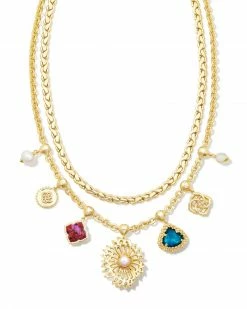 Kendra Scott Brielle Convertible Gold Charm Necklace In Multi Mix