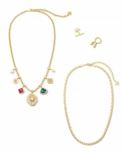 Kendra Scott Brielle Convertible Gold Charm Necklace In Multi Mix -Demi-Fine Jewelry Shop kendra scott brielle charm necklace convertible gold multi 02