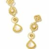 Kendra Scott Brielle Gold Linear Drop Earrings In Ivory Mother-of-Pearl