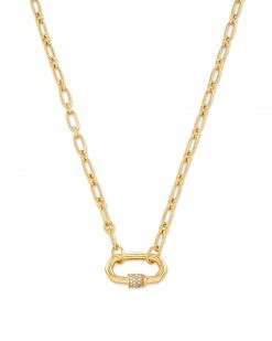 Kendra Scott Bristol 18k Gold Vermeil Link Necklace In White Sapphire