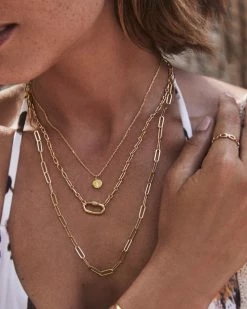 Kendra Scott Bristol 18k Gold Vermeil Link Necklace In White Sapphire -Demi-Fine Jewelry Shop kendra scott bristol link necklace 3