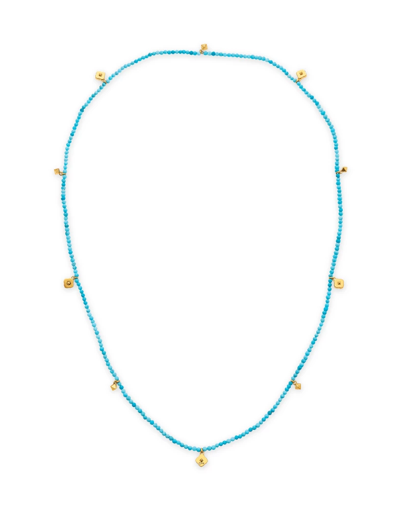 Kendra Scott Britt Vintage Gold Convertible Stretch Necklace In Variegated Turquoise Magnesite 1 Kendra Scott Britt Vintage Gold Convertible Stretch Necklace In Variegated Turquoise Magnesite
