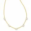 Kendra Scott Cailin Gold Crystal Strand Necklace In White Crystal