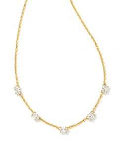 Kendra Scott Cailin Gold Crystal Strand Necklace In White Crystal