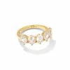 Kendra Scott Cailin Gold Crystal Band Ring In White Crystal