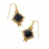 Kendra Scott Cass Vintage Gold Drop Earrings In Black Banded Agate