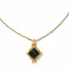 Kendra Scott Cass Vintage Gold Long Pendant Necklace In Black Banded Agate