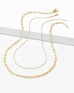 Kendra Scott Single Satellite And Paperclip Necklace Layering Set In 18k Gold Vermeil