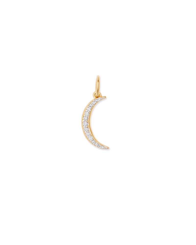 Kendra Scott Crescent Moon 18k Gold Vermeil Charm In White Diamond 1 Kendra Scott Crescent Moon 18k Gold Vermeil Charm In White Diamond