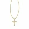 Kendra Scott Cross Gold Pendant Necklace In White Crystal