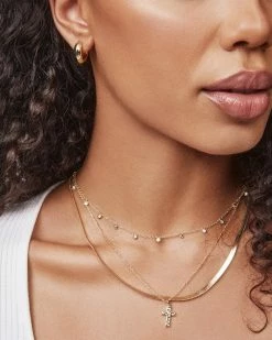 Kendra Scott Cross Pendant Necklace In Gold -Demi-Fine Jewelry Shop kendra scott cross pendant neck gold