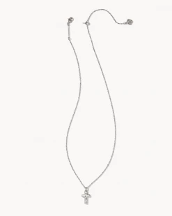 Kendra Scott Cross Pendant Necklace In Silver -Demi-Fine Jewelry Shop kendra scott cross pendant necklace rhodium 01
