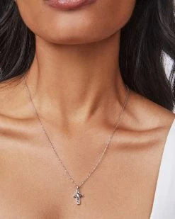 Kendra Scott Cross Pendant Necklace In Silver -Demi-Fine Jewelry Shop kendra scott cross pendant necklace silver