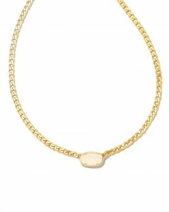 Kendra Scott Fern 18k Gold Vermeil Curb Chain Necklace In Rainbow Moonstone