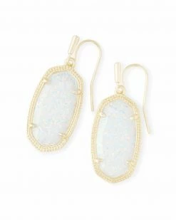 Kendra Scott Dani Gold Drop Earrings In White Kyocera Opal