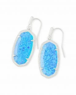 Kendra Scott Dani Silver Drop Earrings In Ocean Kyocera Opal