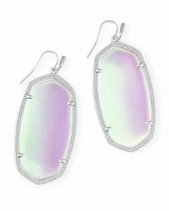 Kendra Scott Danielle Silver Drop Earrings In Dichroic Glass