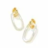 Kendra Scott Danielle Gold Convertible Link Earrings In Ivory Mother-of-Pearl