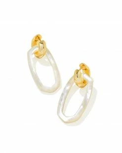Kendra Scott Danielle Gold Convertible Link Earrings In Ivory Mother-of-Pearl