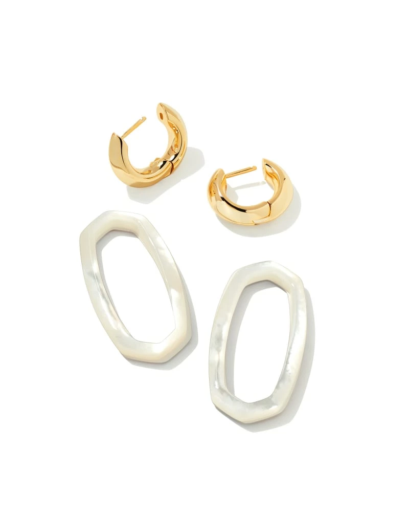 Kendra Scott Danielle Gold Convertible Link Earrings In Ivory Mother-of-Pearl 2 Kendra Scott Danielle Gold Convertible Link Earrings In Ivory Mother-of-Pearl - Image 2