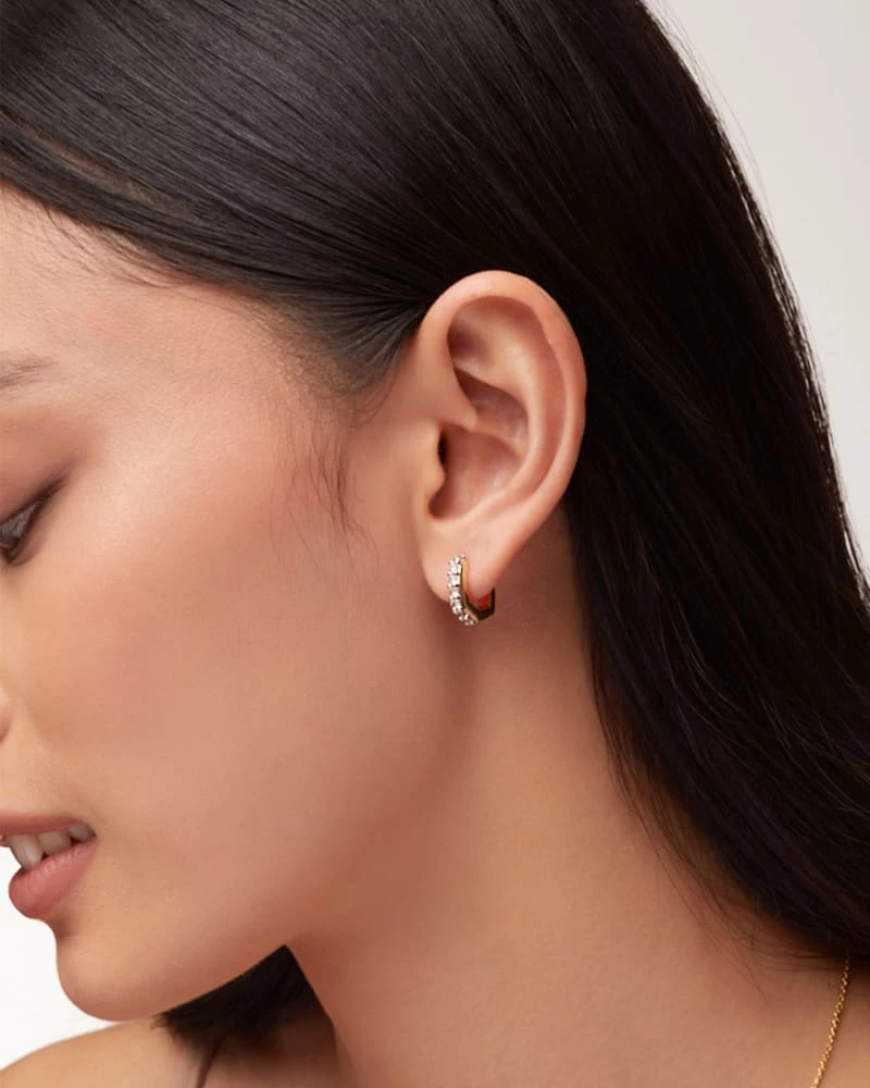 Kendra Scott Davie 18k Gold Vermeil Huggie Earrings In White Topaz 2 Kendra Scott Davie 18k Gold Vermeil Huggie Earrings In White Topaz - Image 2