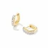Kendra Scott Davie 18k Gold Vermeil Huggie Earrings In White Topaz