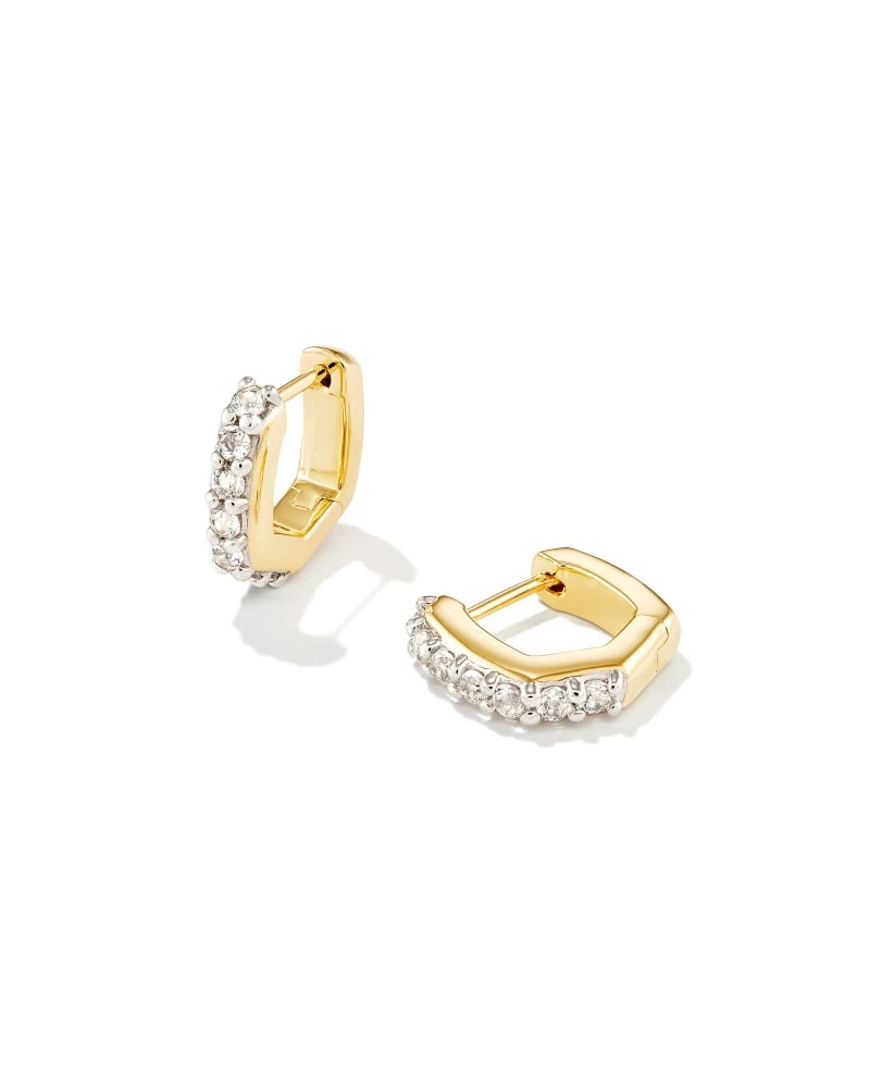 Kendra Scott Davie 18k Gold Vermeil Huggie Earrings In White Topaz 1 Kendra Scott Davie 18k Gold Vermeil Huggie Earrings In White Topaz