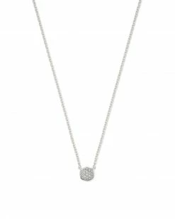 Kendra Scott Davie Sterling Silver Pave Pendant Necklace In White Diamond