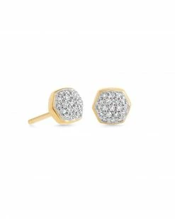Kendra Scott Davie 18k Gold Vermeil Pave Stud Earrings In White Diamond
