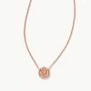Kendra Scott Davie Rose Gold Pendant Necklace In Rose Gold Drusy