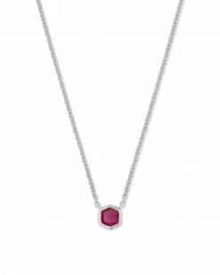 Kendra Scott Davie Sterling Silver Pendant Necklace In Ruby