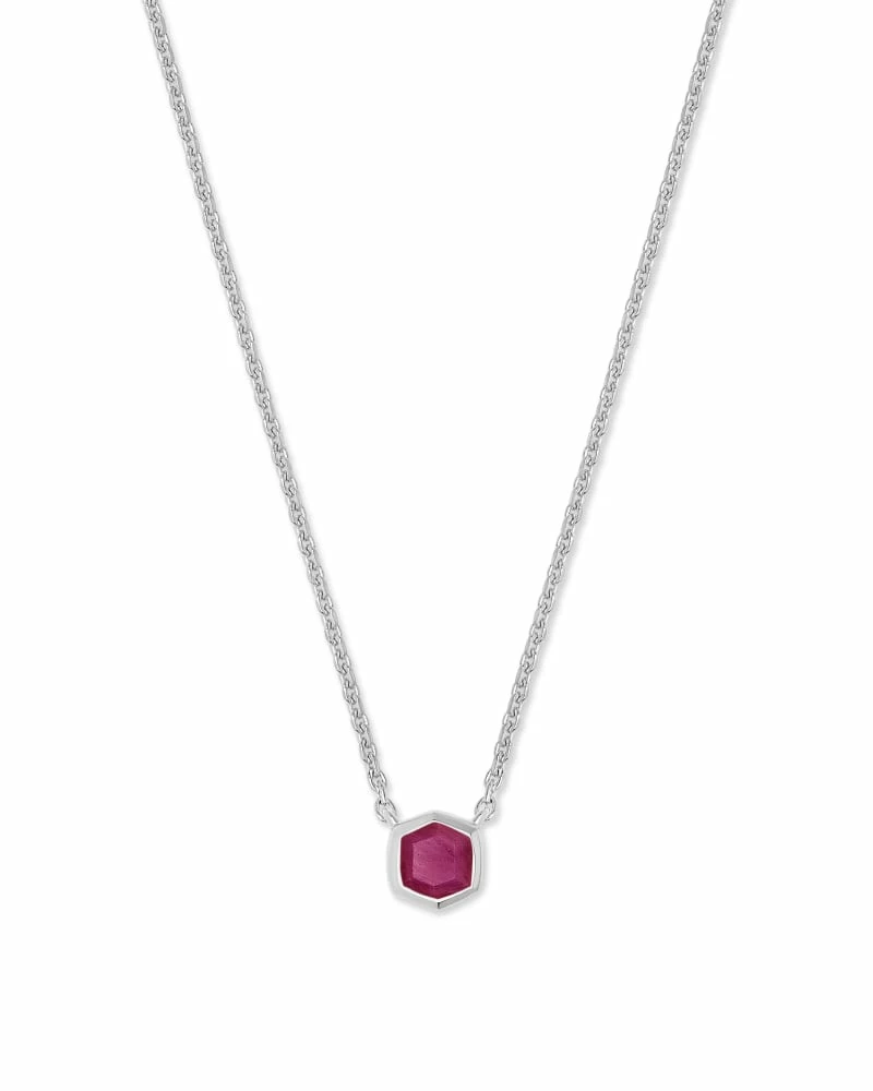 Kendra Scott Davie Sterling Silver Pendant Necklace In Ruby 1 Kendra Scott Davie Sterling Silver Pendant Necklace In Ruby