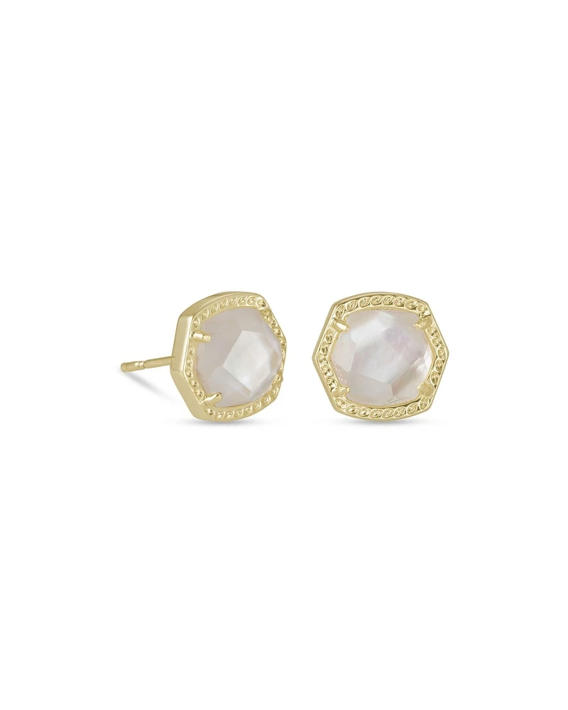 Kendra Scott Davie Gold Stud Earrings In Ivory Mother-of-Pearl 1 Kendra Scott Davie Gold Stud Earrings In Ivory Mother-of-Pearl