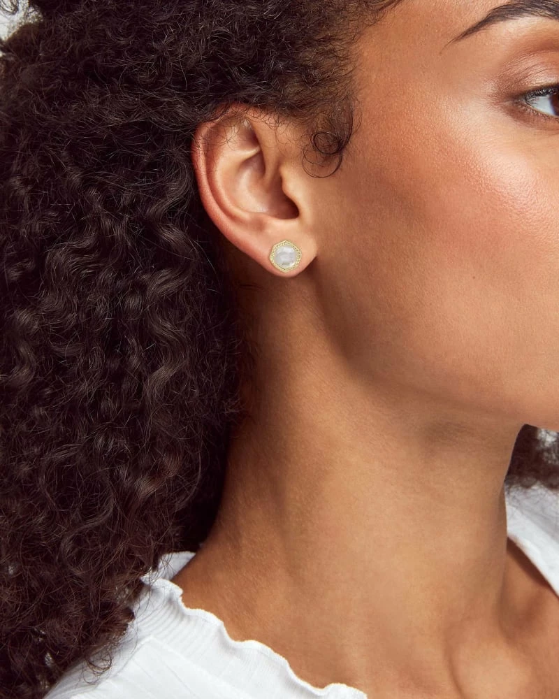 Kendra Scott Davie Gold Stud Earrings In Ivory Mother-of-Pearl 2 Kendra Scott Davie Gold Stud Earrings In Ivory Mother-of-Pearl - Image 2