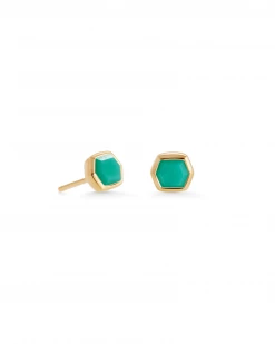 Kendra Scott Davie 18k Gold Vermeil Stud Earrings In Chrysoprase