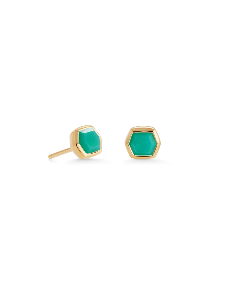 Kendra Scott Davie 18k Gold Vermeil Stud Earrings In Chrysoprase 1 Kendra Scott Davie 18k Gold Vermeil Stud Earrings In Chrysoprase