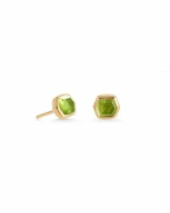 Kendra Scott Davie 18k Gold Vermeil Stud Earrings In Peridot