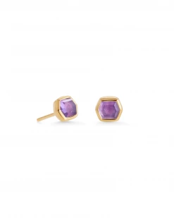 Kendra Scott Davie 18k Gold Vermeil Stud Earrings In Amethyst